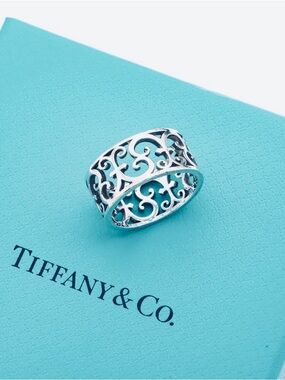 Authenticated Tiffany & Co Enchant Scroll Ring Rare Sterling Silver 925 Sz 6.25